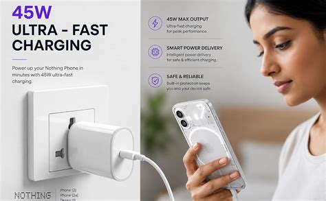 45W Type-C Fast Charger Compatible with Nothing Phone 4b/4a/4a Pro/3/3a ...