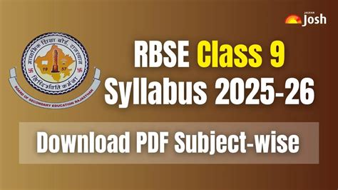 Rajasthan Board RBSE Class 9 Syllabus 2025-26: Download Subject-Wise ...
