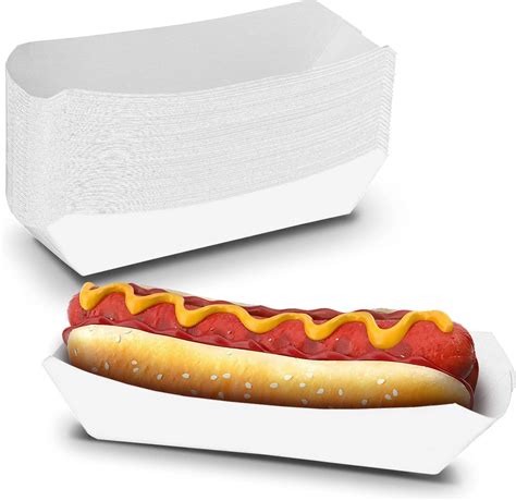 MT Products White Paper Hot Dog Trays 7" x 2.75" x 1.50" - Pack of 50 ...