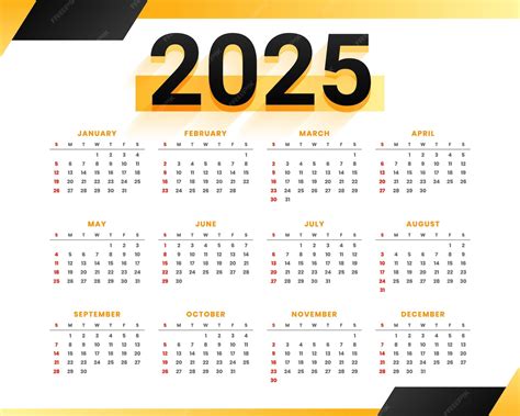 Nuevo modelo de calendario anual para el año 2025 diseño imprimible ...