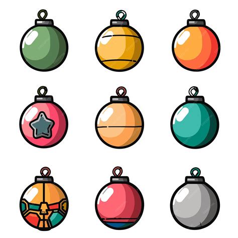 Premium Vector | Colorful Christmas ornaments cartoon style isolated ...