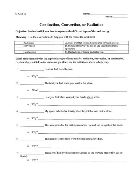Image result for Conduction Worksheet