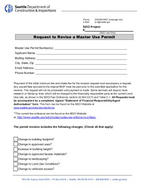 Fillable Online Revise a Master Use Permit Request - Seattle SDCI Fax ...