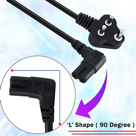 Monitor/Printer Power Cable 2-Pin 1.5M 90 Degree Power Cord for Laptop Adapter/Camera/Printer ...