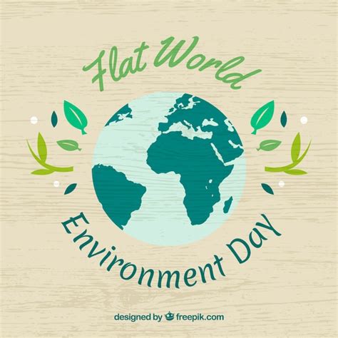 Wooden background with flat planet for world environment day | Free Vector