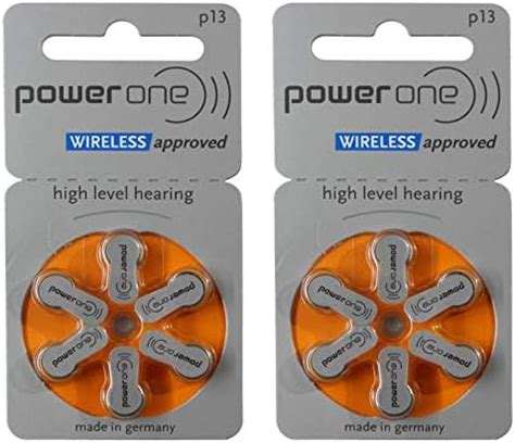 Power One Hearing Aid Battery Size 13, Pack of 2 Strip Mercury Free (12 ...