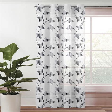 Buy Minora Floral Sheer Curtain - Grey Online in India | Vaaree