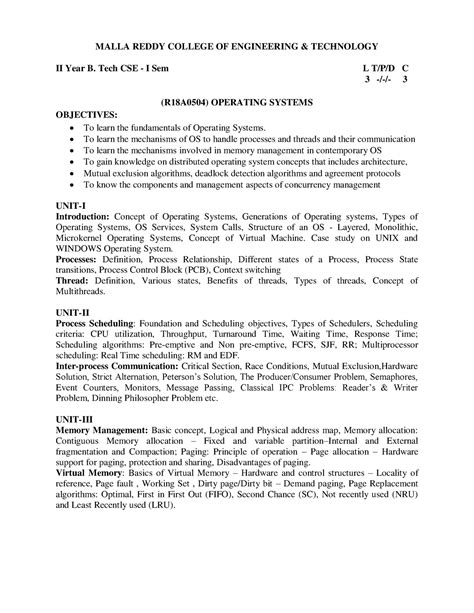 Operating Systems Notes R 1 8 removed - MALLA REDDY COLLEGE OF ...