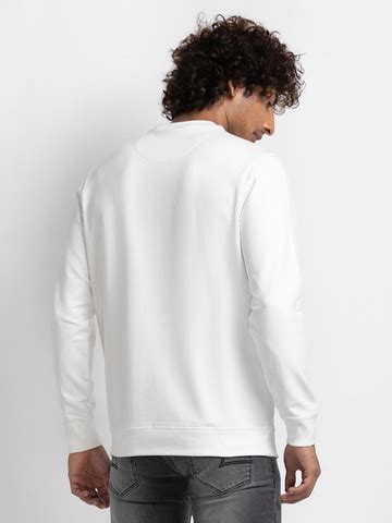 SPYKAR ECRU COTTON FULL SLEEVE ROUND NECK SWEATSHIRT FOR MEN