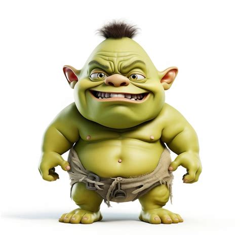Uroczy 3d Baby Ogre Full Body Izolowany Biały Tło | Premium obraz ...