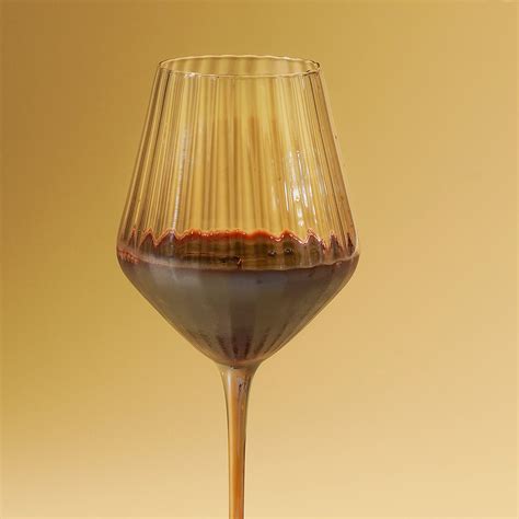 Set of 2 Amber Ombre Ribbed Texture Wine Glasses
