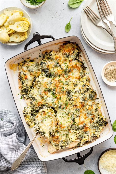 Creamy Greek Yogurt Chicken Spinach Artichoke Bake - The Natural Nurturer