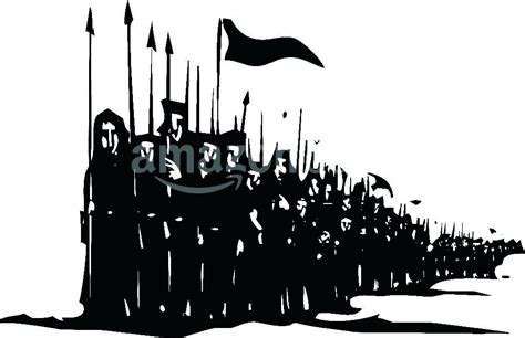 Buy Woodcut style expressionist image of a medieval army of soldiers ...