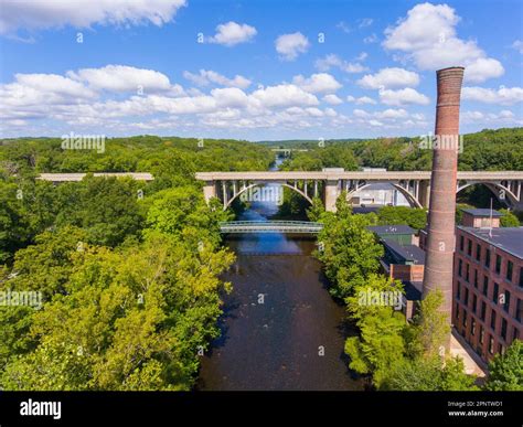 Ashton Mill and George Washington Bridge aerial view at Blackstone ...