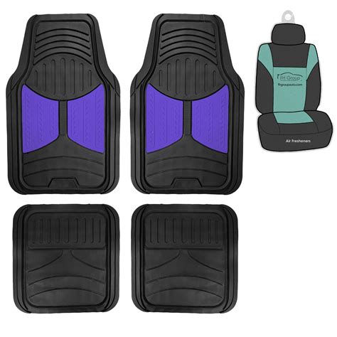 FH Group Climaproof Rubber Blue Car Floor Mats, Universal Fit 4pc Full ...