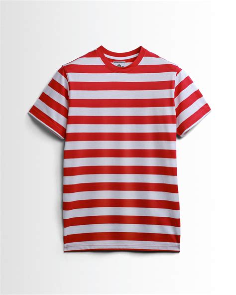 Premium Yarn Striped Cotton T-Shirts (White/ Red) – Pitshirts