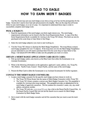 Fillable Online MERIT Badges Fax Email Print - pdfFiller