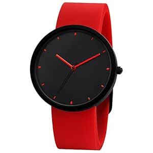 NUOVO Men Watch Red Watch for Men Silicone Watch Black Face Watch ...