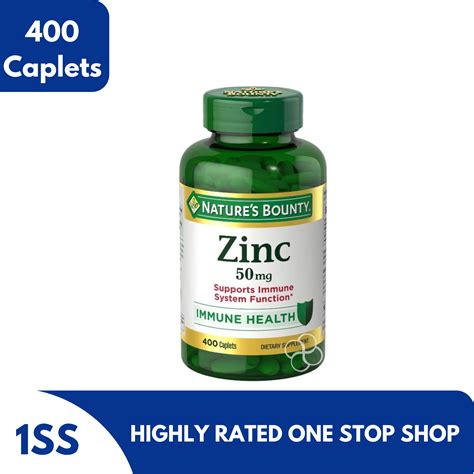 Nature's Bounty Zinc Immune Health, 50mg 400 Caplets | Lazada PH