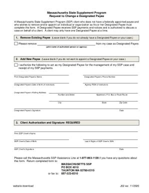 Fillable Online Massachusetts State Supplement Program Request to ...