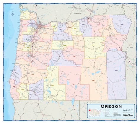 Oregon Counties Wall Map | Maps.com.com