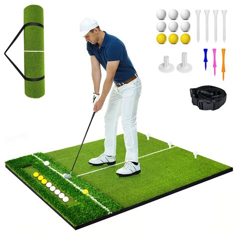 RELIANCER 5x4FT Golf Hitting Mat,2 in-1 Dual-Turf Golf Swing Mat ...