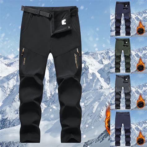 BiZtdJrK Men Fleece Snow Ski Pants Waterproof Insulated Winter Outdoor ...