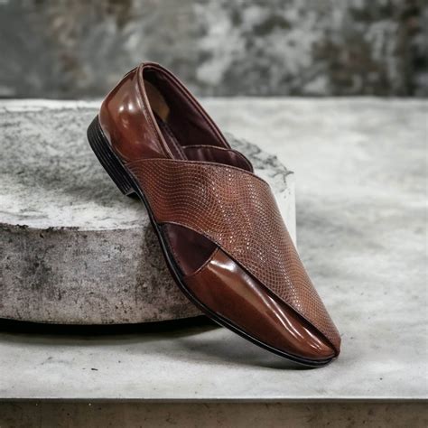 Men's Peshawari Sandals Brown Leather Mojari Jutties by JACK MARC