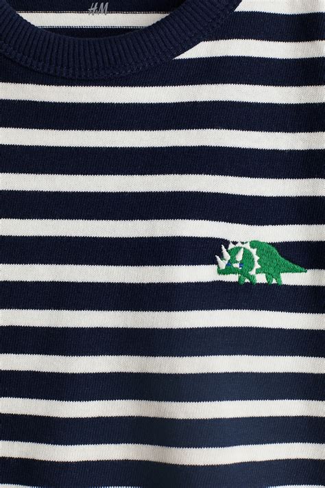 Navy blue/Dinosaur Long-sleeved cotton T-shirt for kids | H&M IN
