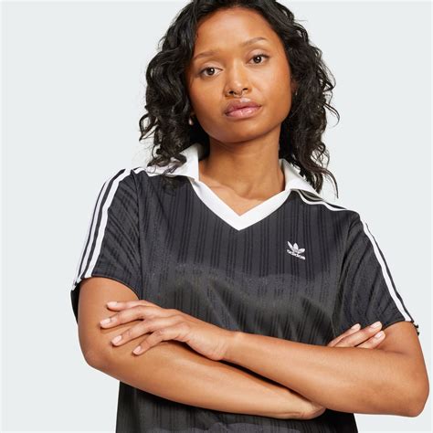 CLOTHING - Adicolor Football Jacquard V-Neck Dress - Black | adidas Qatar