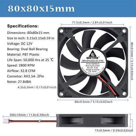 GDSTIME 80mm Fan 80 x 15mm Dual Ball Bearing India | Ubuy