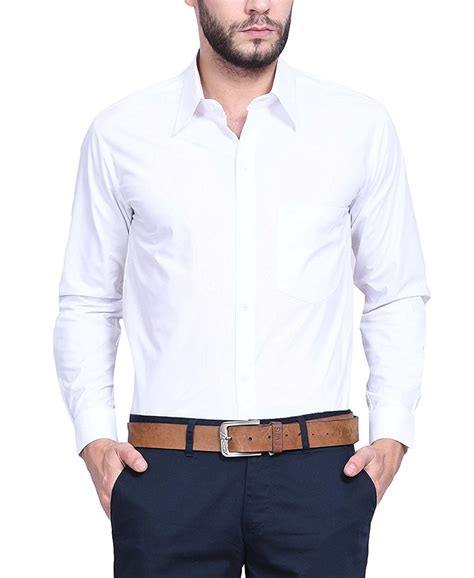 BS Fashion Men's Slim Fit Casual Shirt (BS Plain Shirt-12_XL_White_42 ...