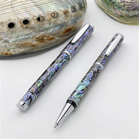 Buy LACHIEVA LUX Sea Shell Abalone Fountain Pen and Ballpoint Pen. 2 ...
