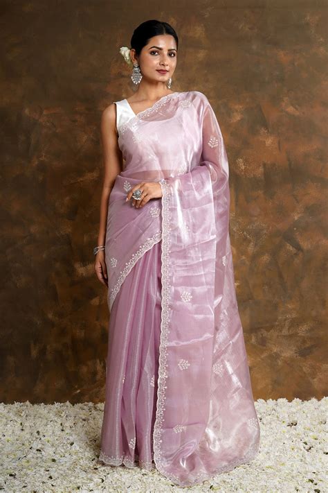 Teejh Vasanta Onion Pink Tissue Saree