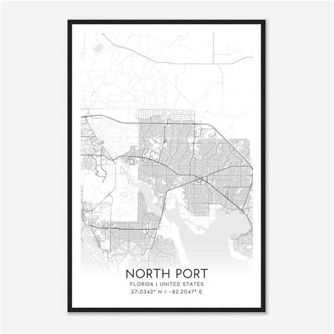 North Port Florida Map Poster, Modern Home Decor Wall Art Print ...