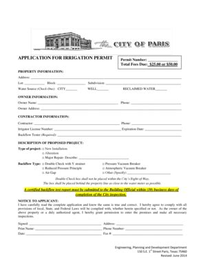 Fillable Online APPLICATION FOR IRRIGATION PERMIT Permit Number Total ...