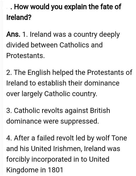 How would you explain the fate of Ireland? - Brainly.in