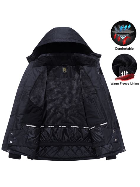 Buy FREE SOLDIER Men's Waterproof Ski Jacket Fleece Lined Snow Coat ...