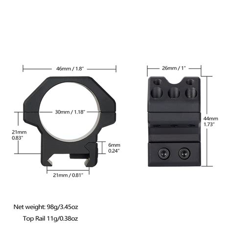 ohhunt® 1 inch 30mm Scope Rings with Picatinny Rail on Top - Low Profi