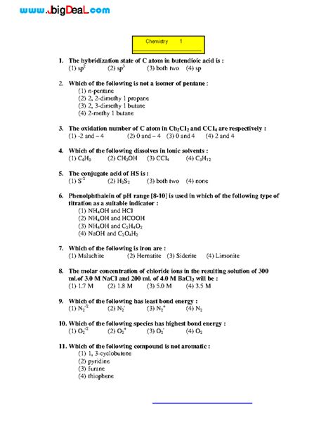 Chemistry 12 - RAJASTHAN P.E. CHEMISTRY – 1997 The hybridization state ...