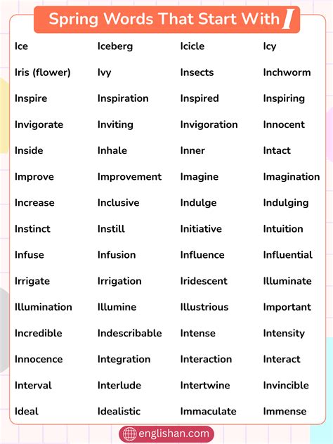 104 Spring Words That Start With I | Adjectives and Nature