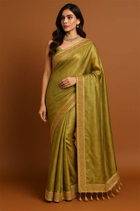 Designer Jhilmil Pure Tissue Linen Saree | Indian Handloomz