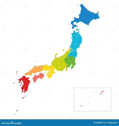 Japan - Map of Prefectures and Regions Stock Vector - Illustration of ...