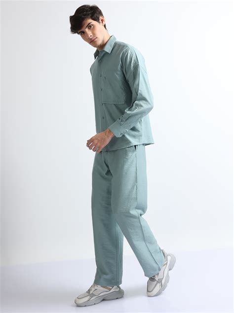 Buy Sea Green Stylish Men's Co-Ord Set -North Republic