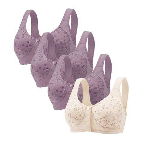 Diufon 4 Pack Wide Strap Bra for Women Everyday Front Closure Wireless ...