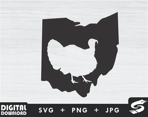 OHIO Turkey Hunting Map Svg, Turkey Svg, Turkey Png, Funny Turkey Svg ...
