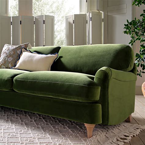 Daphnis Fern Green Velvet Sofa, 3-Seater | daals