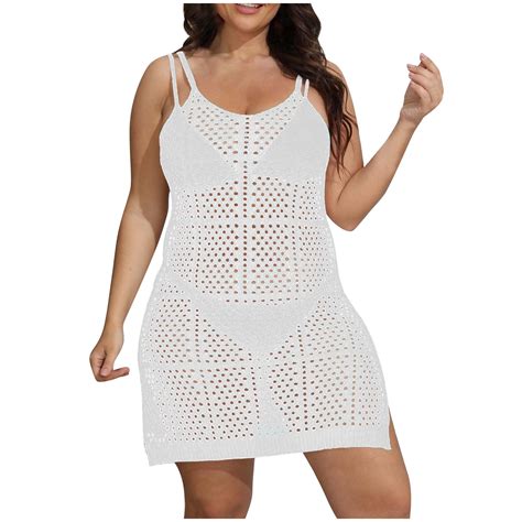 fatyb Women's Plus Size Cover up Swimsuit Hollow out Crochet Coverup ...
