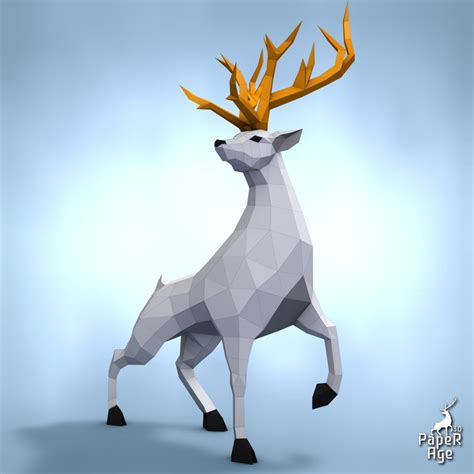 Buy Royal Deer Papercraft Pepakura Lowpoly Low Polygon 3D Online in ...