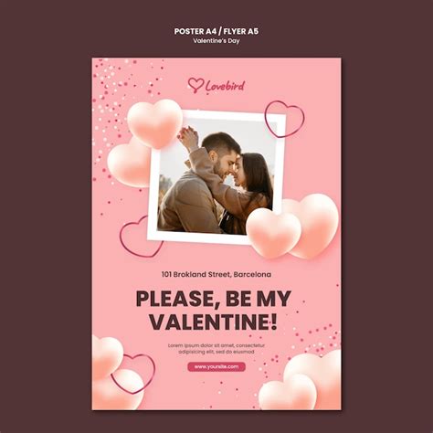 Valentine's day flyer template with photo | Free PSD